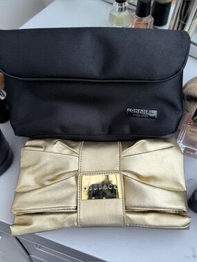 CHANEL Black Parfums Cosmetic Pouch with Gold Accessory